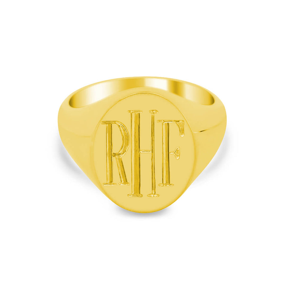 Women's Oval Signet Ring - Large - Hand Engraved Roman Monogram