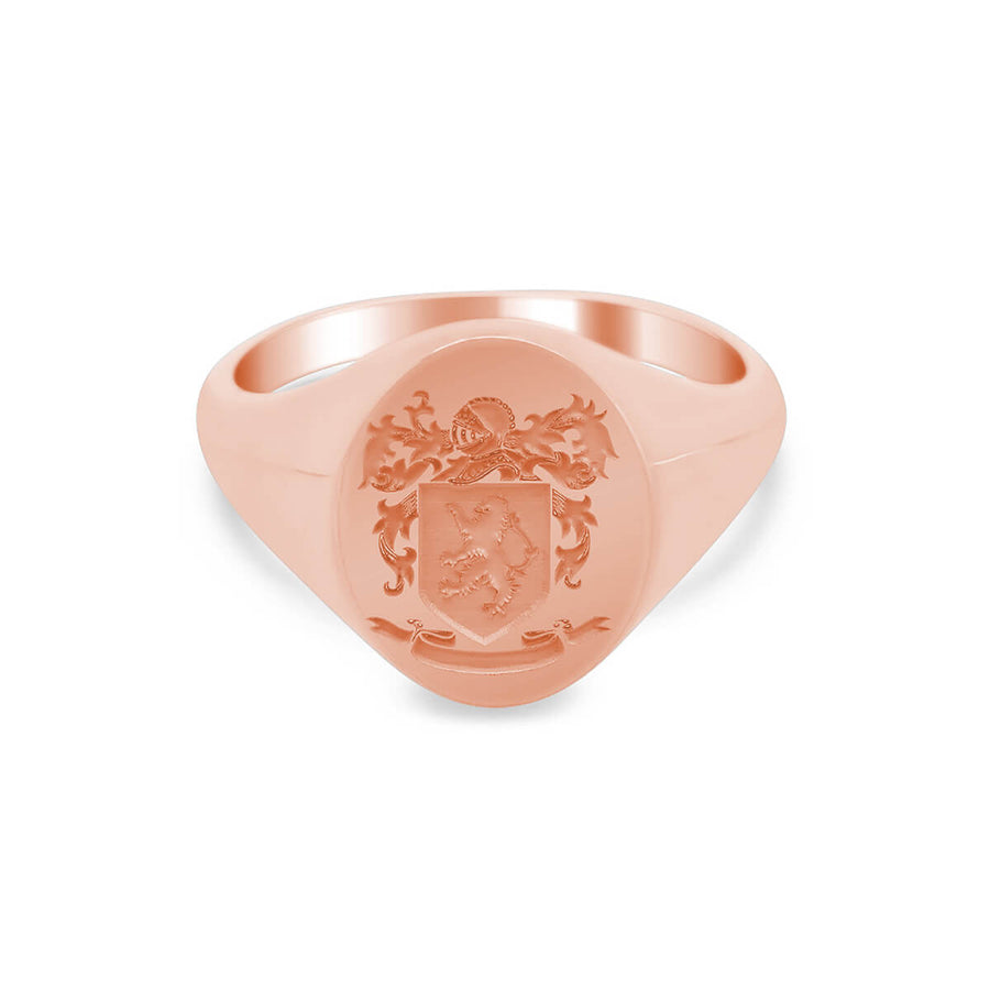Women's Oval Signet Ring - Medium - Laser Engraved Family Crest / Logo