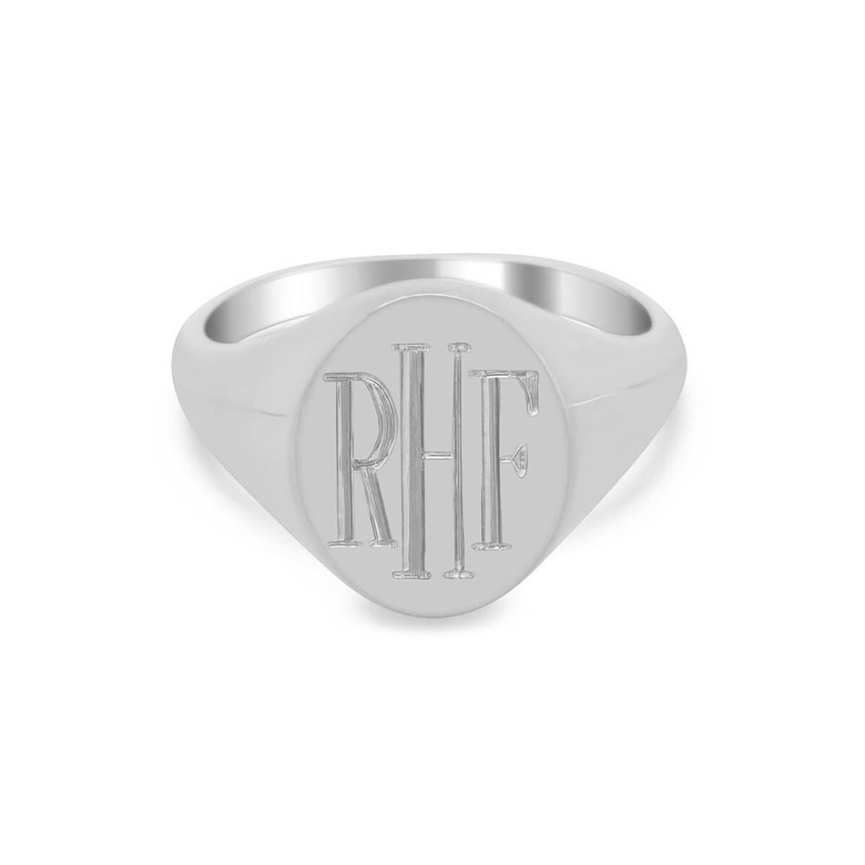 Women's Oval Signet Ring - Medium - Hand Engraved Roman Monogram