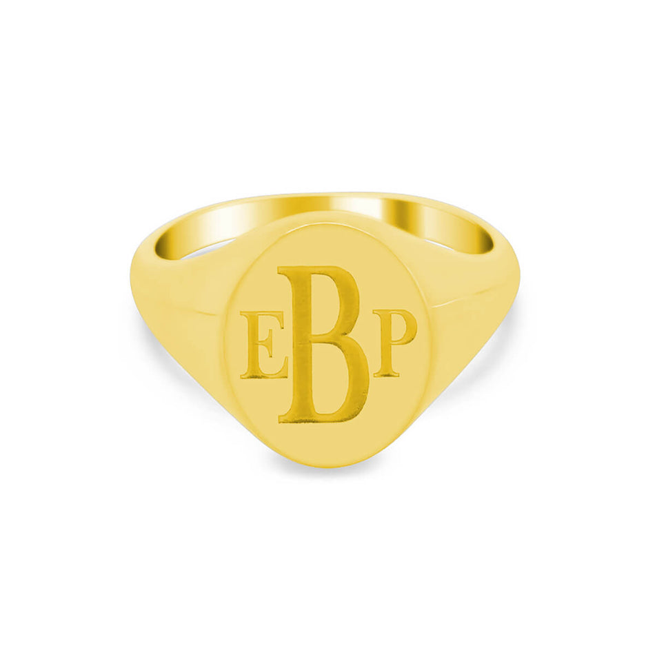 Women's Oval Signet Ring - Medium - Laser Engraved Roman Monogram