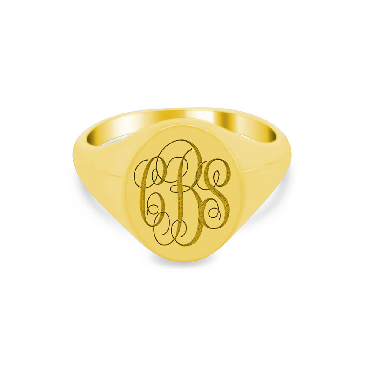 Women's Oval Signet Ring - Medium - Laser Engraved Script Monogram ...