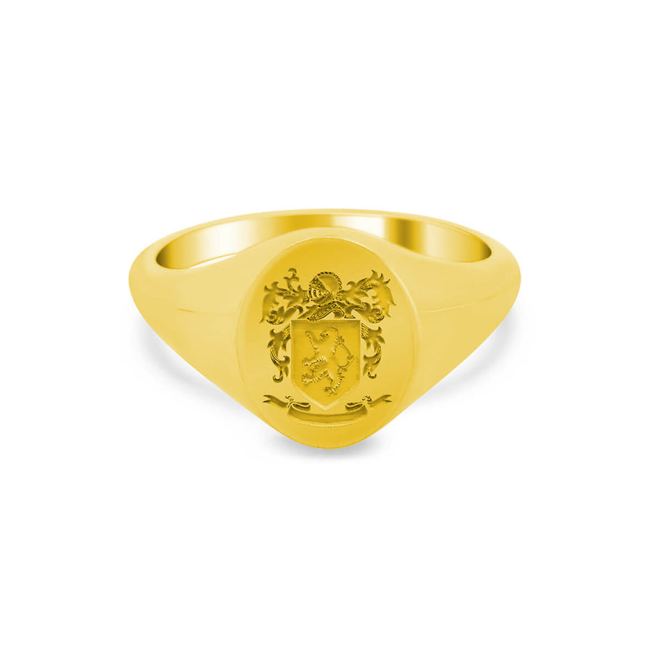 Women's Oval Signet Ring - Small - Laser Engraved Family Crest / Logo