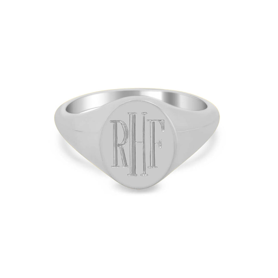 Women's Oval Signet Ring - Small - Hand Engraved Roman Monogram