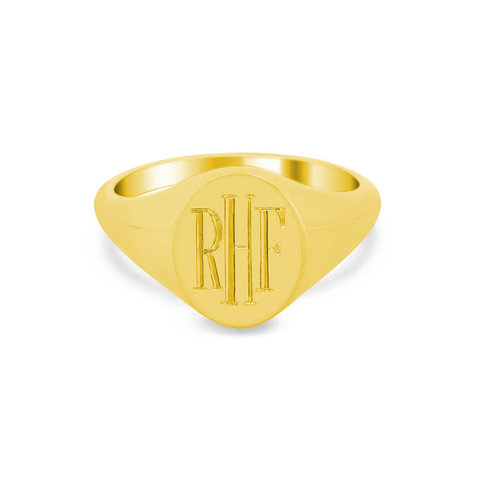 Women's Oval Signet Ring - Small - Hand Engraved Roman Monogram