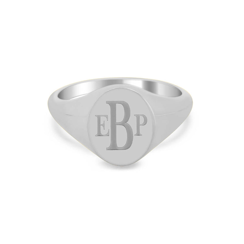 Women's Oval Signet Ring - Small - Laser Engraved Roman Monogram