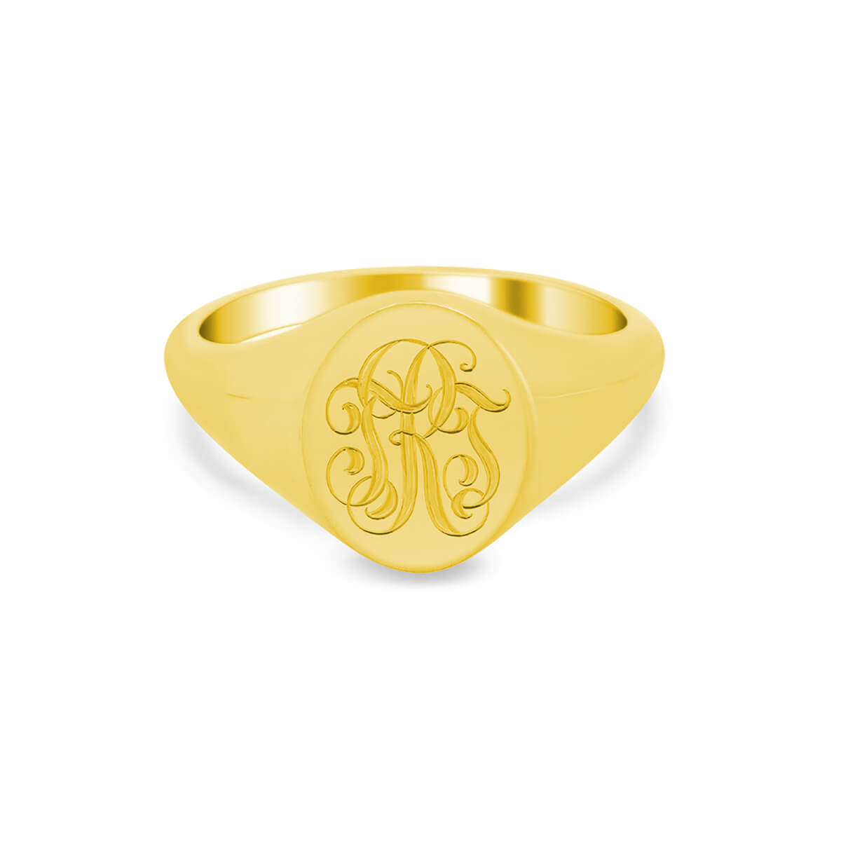 Women's Oval Signet Ring - Small - Hand Engraved Script Monogram ...