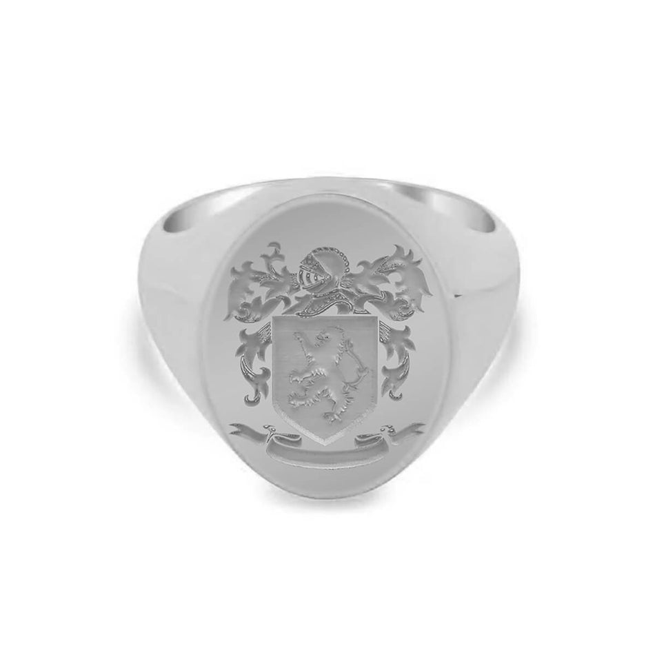 Women's Oval Signet Ring - Extra Large - Laser Engraved Family Crest / Logo