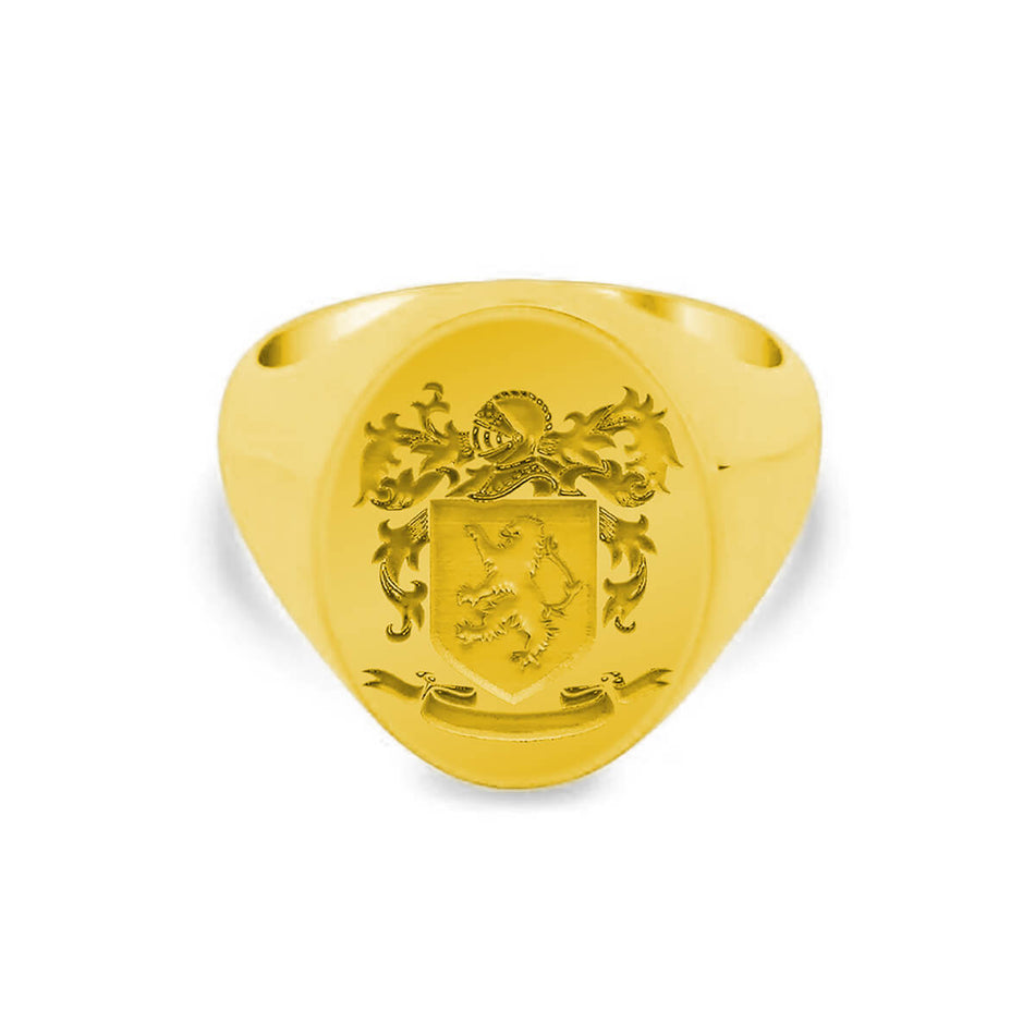 Women's Oval Signet Ring - Extra Large - Laser Engraved Family Crest / Logo