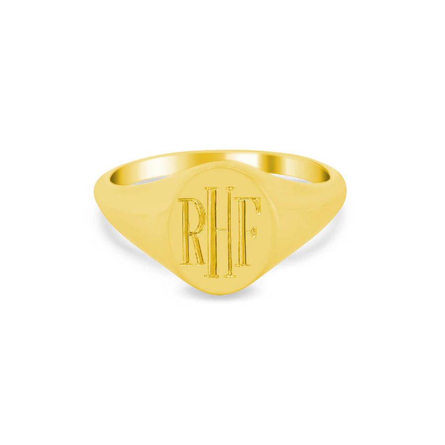 Women's Oval Signet Ring - Extra Small - Hand Engraved Roman Monogram