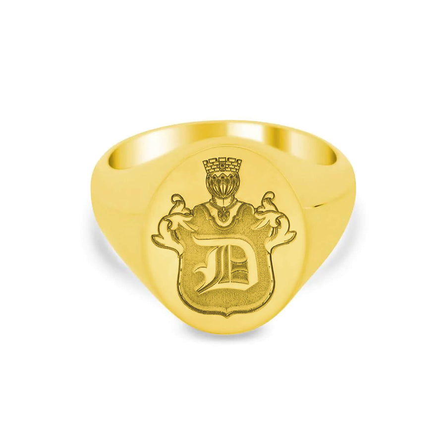 Knight's Crest Single Initial Monogram Signet Ring for Women