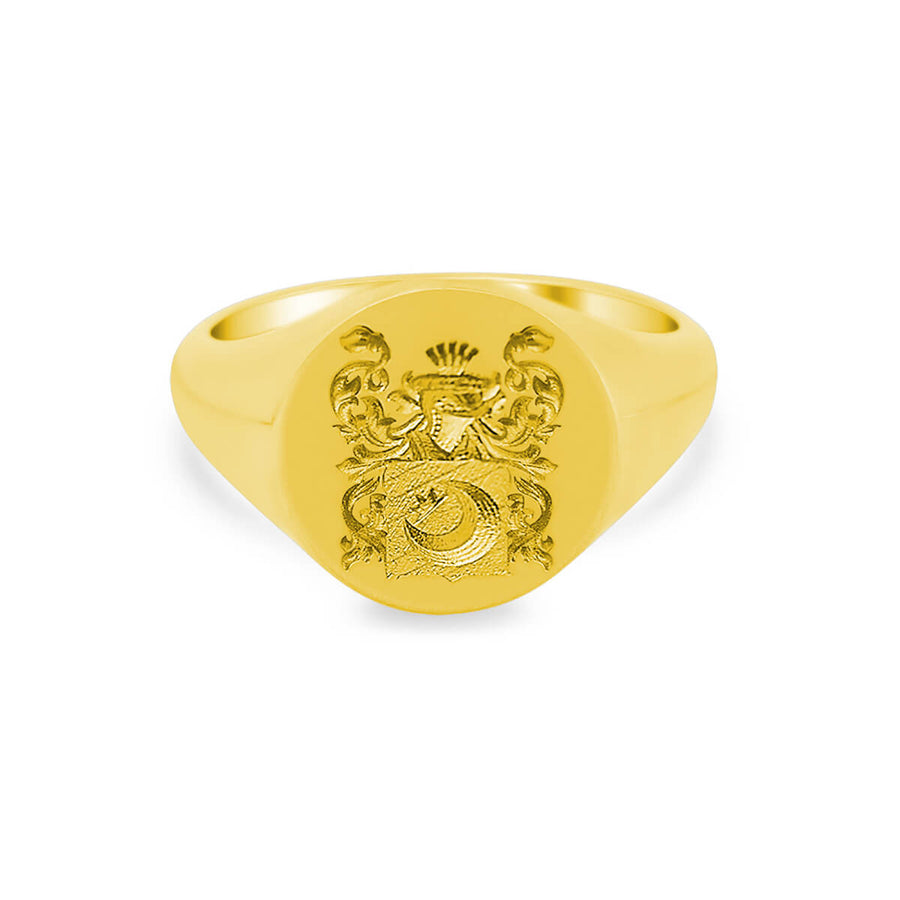 Women's Round Signet Ring - Large - CAD Designed Family Crest / Logo