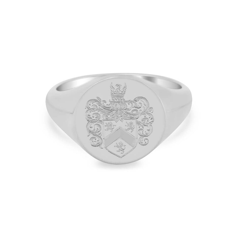 Women's Round Signet Ring - Large - Hand Engraved Family Crest / Logo