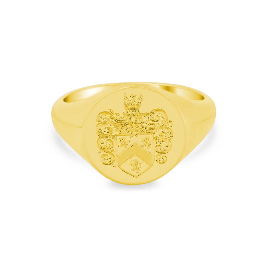 Women's Round Signet Ring - Large - Hand Engraved Family Crest / Logo