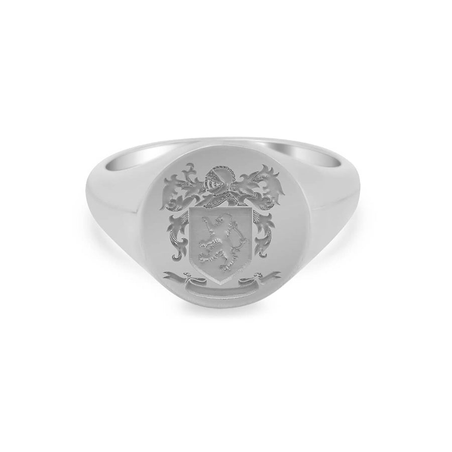 Women's Round Signet Ring - Large - Laser Engraved Family Crest / Logo