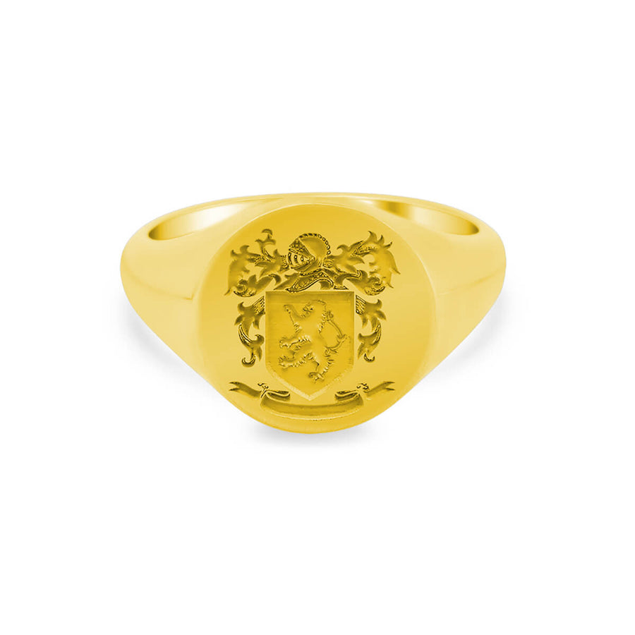 Women's Round Signet Ring - Large - Laser Engraved Family Crest / Logo