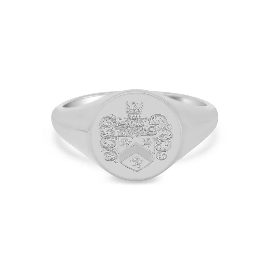 Women's Round Signet Ring - Medium - Hand Engraved Family Crest / Logo