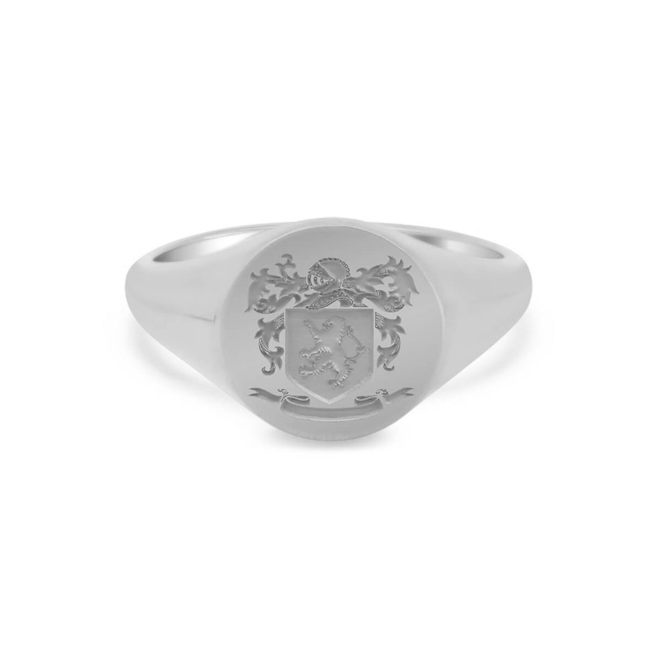 Women's Round Signet Ring - Medium - Laser Engraved Family Crest / Logo