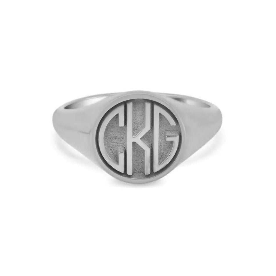 Circle Round Monogram Signet Ring for Women