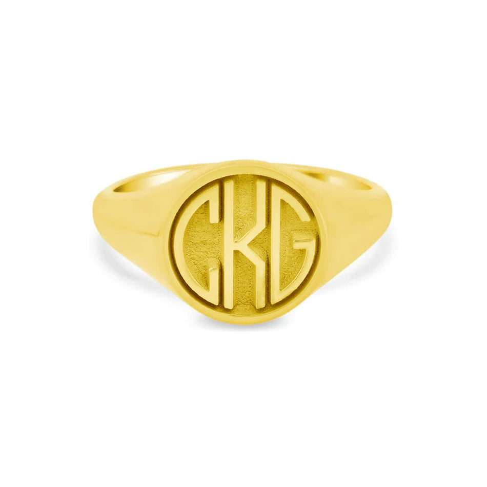 Circle Round Monogram Signet Ring for Women