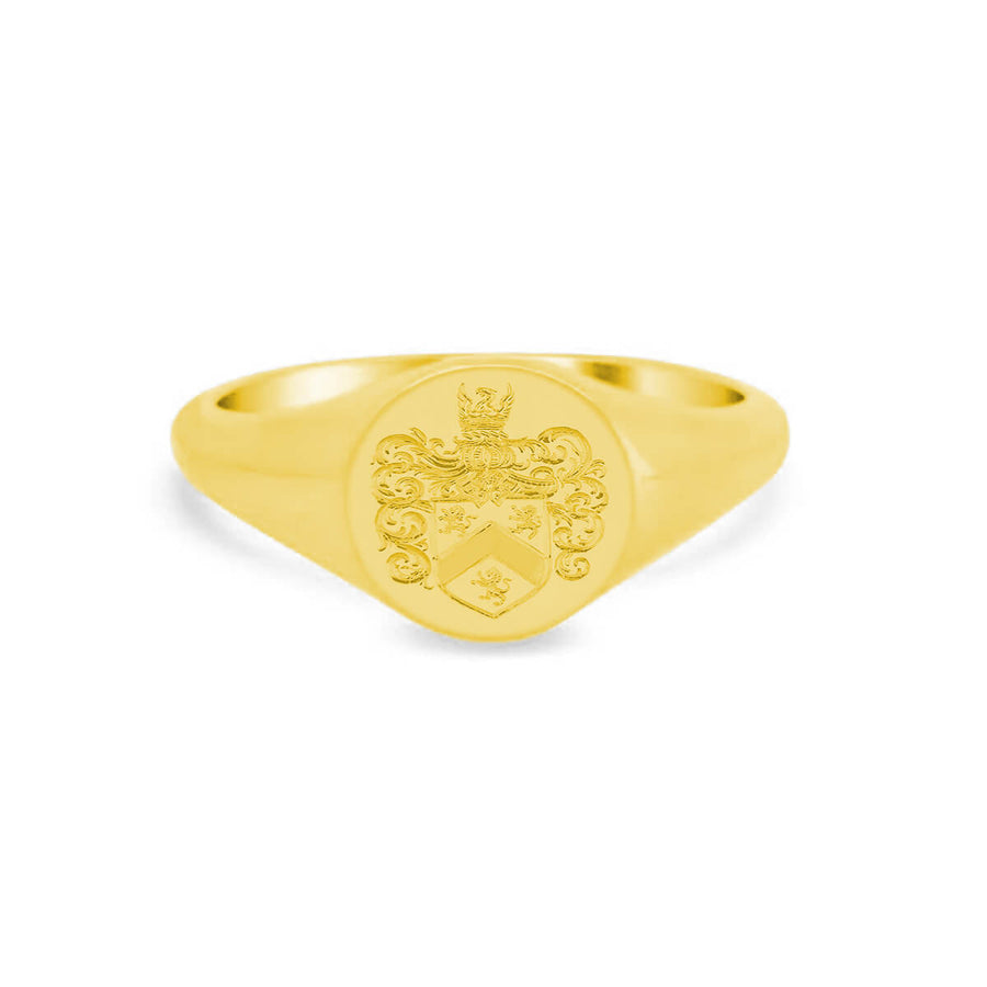 Women's Round Signet Ring - Small - Hand Engraved Family Crest / Logo