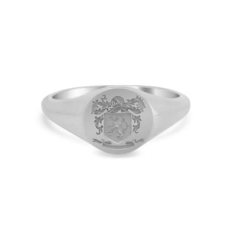 Women's Round Signet Ring - Small - Laser Engraved Family Crest / Logo