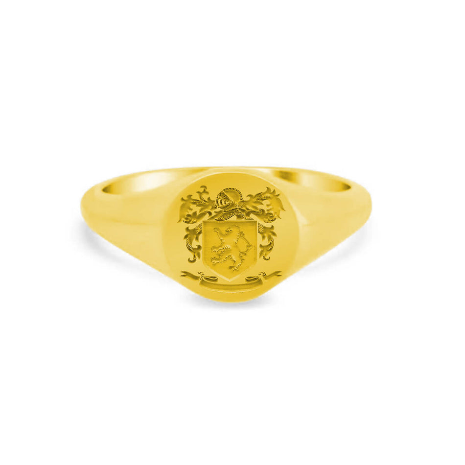 Women's Round Signet Ring - Small - Laser Engraved Family Crest / Logo