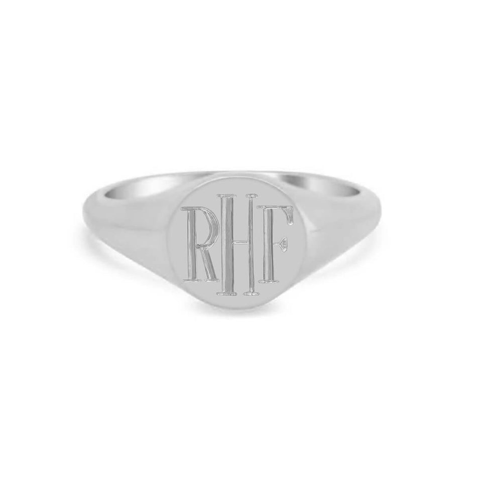 Women's Round Signet Ring - Small - Hand Engraved Roman Monogram