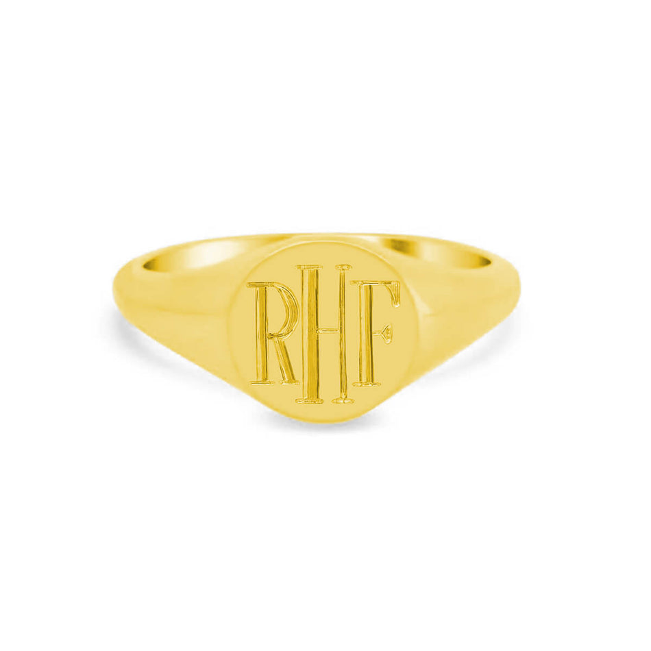 Women's Round Signet Ring - Small - Hand Engraved Roman Monogram