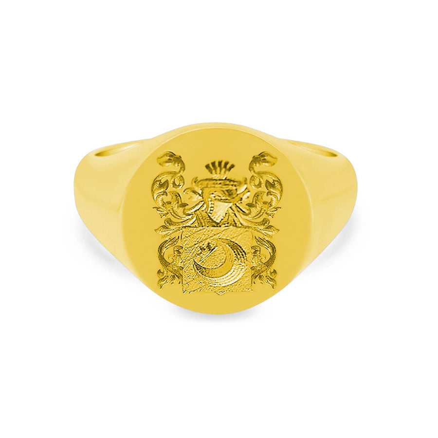 Women's Round Signet Ring - Extra Large - CAD Designed Family Crest / Logo
