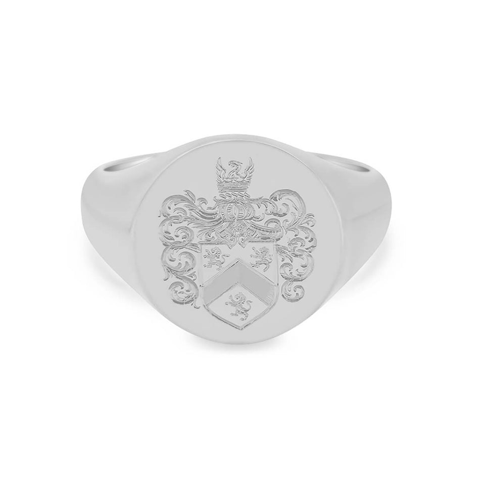 Women's Round Signet Ring - Extra Large - Hand Engraved Family Crest / Logo