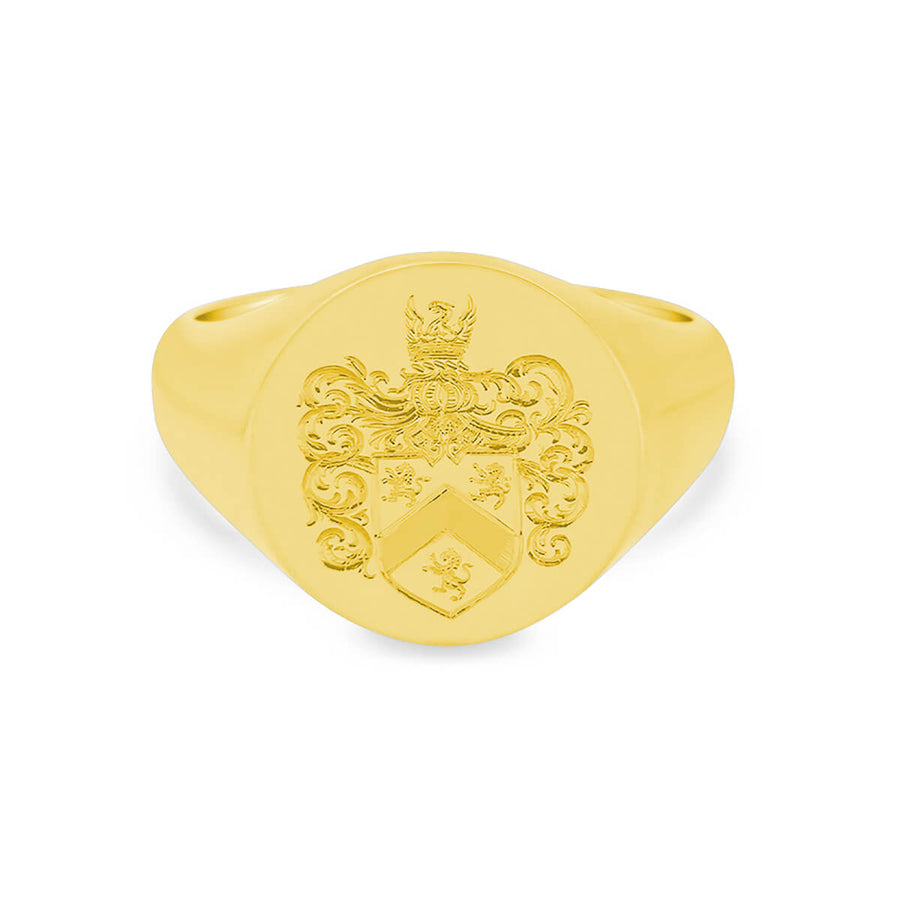 Women's Round Signet Ring - Extra Large - Hand Engraved Family Crest / Logo