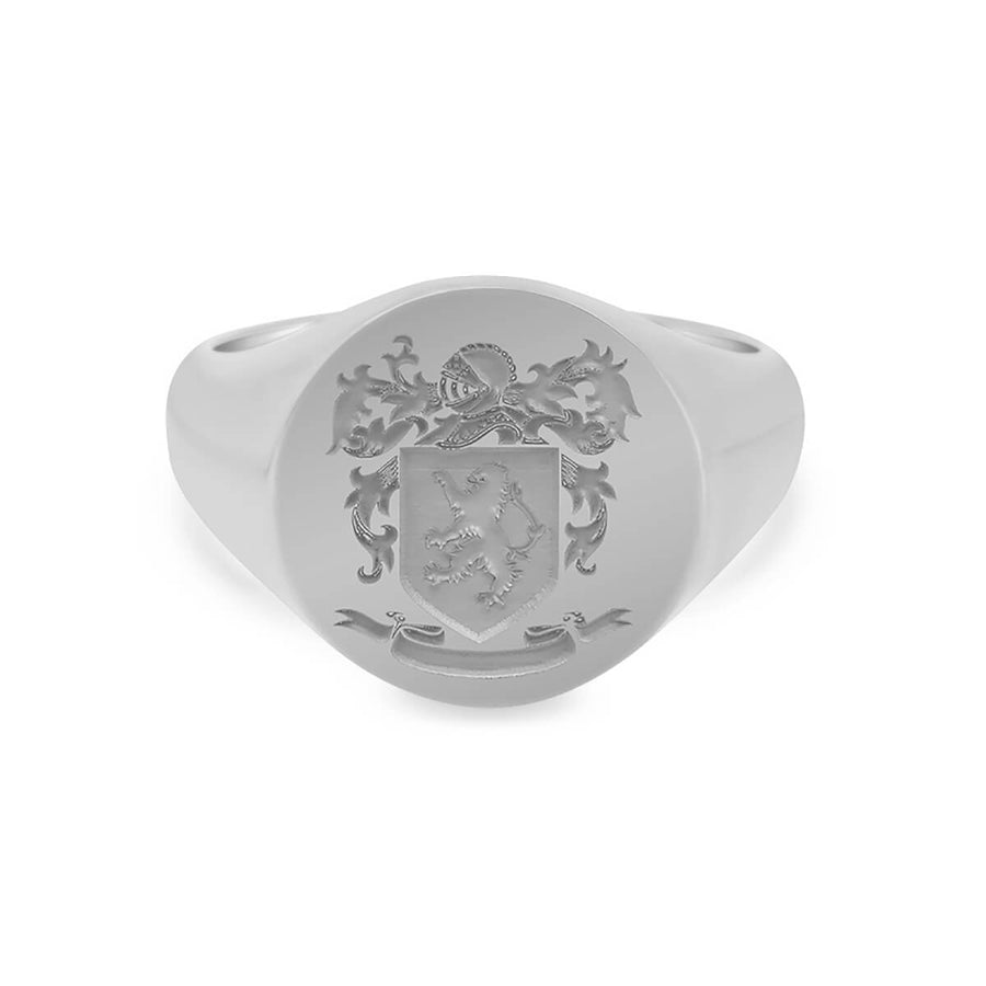 Women's Round Signet Ring - Extra Large - Laser Engraved Family Crest / Logo