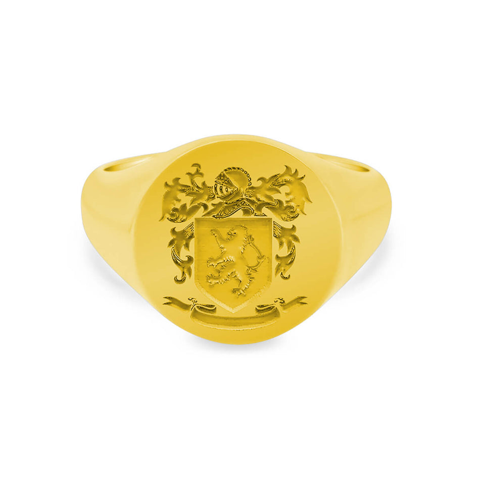 Women's Round Signet Ring - Extra Large - Laser Engraved Family Crest / Logo