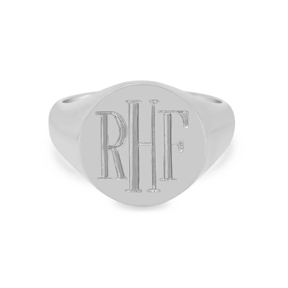 Women's Round Signet Ring - Extra Large - Hand Engraved Roman Monogram