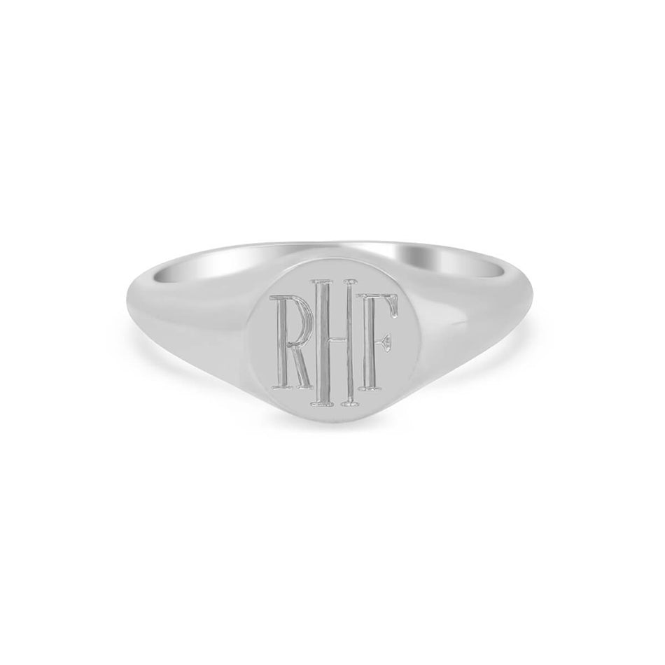 Women's Round Signet Ring - Extra Small - Hand Engraved Roman Monogram