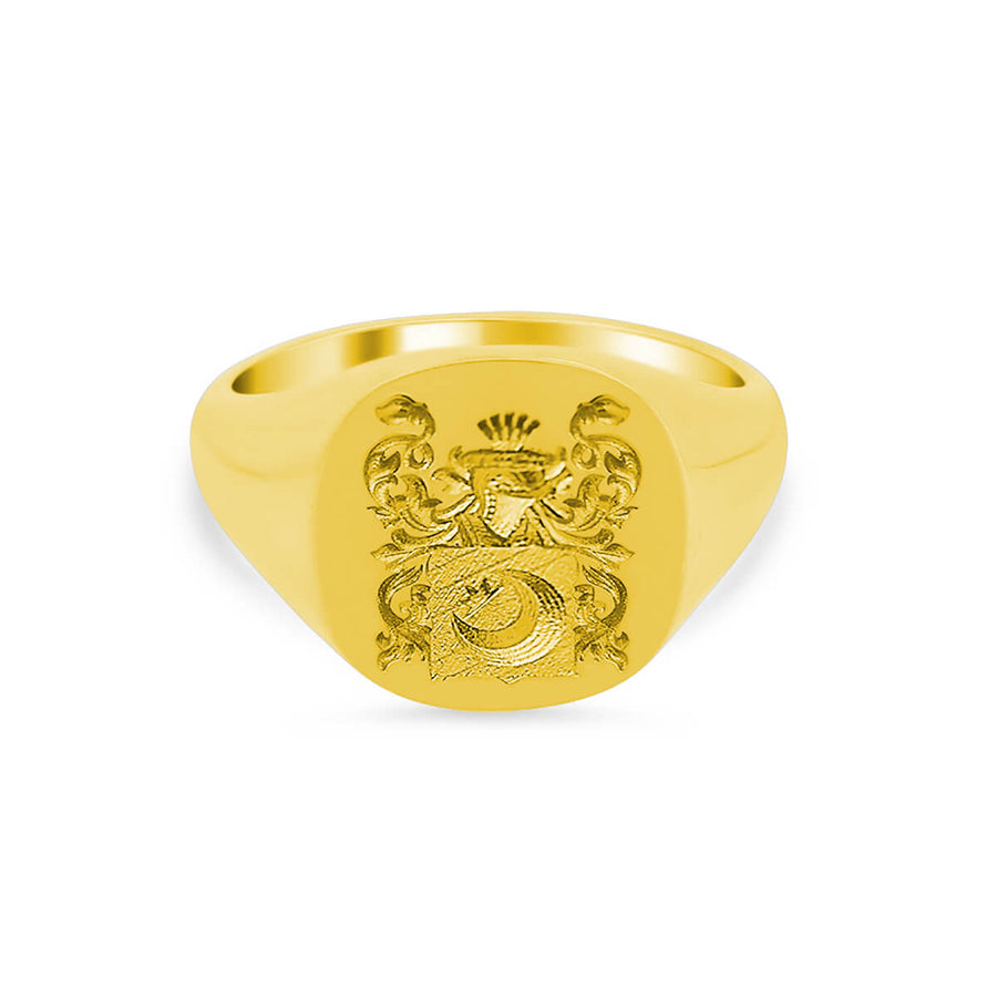 Women's Square Signet Ring - Large - CAD Designed Family Crest / Logo