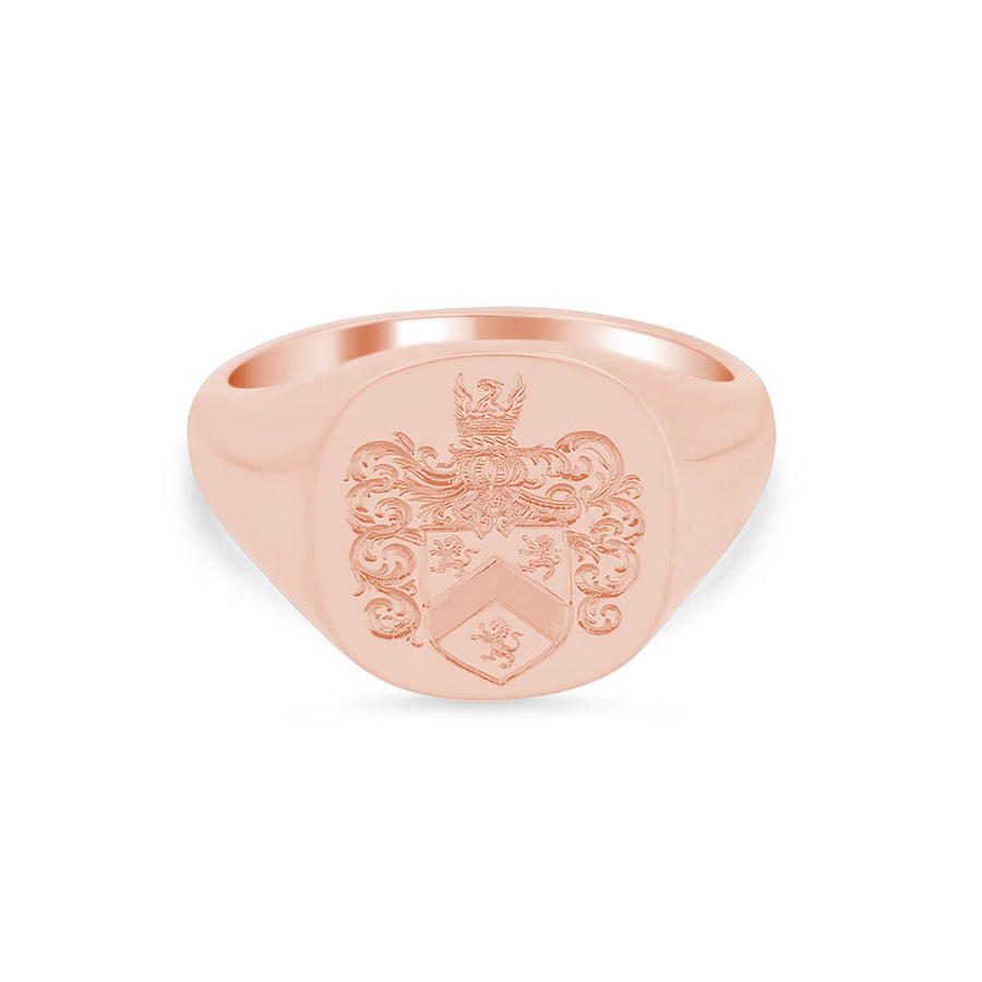 Women's Square Signet Ring - Large - Hand Engraved Family Crest / Logo