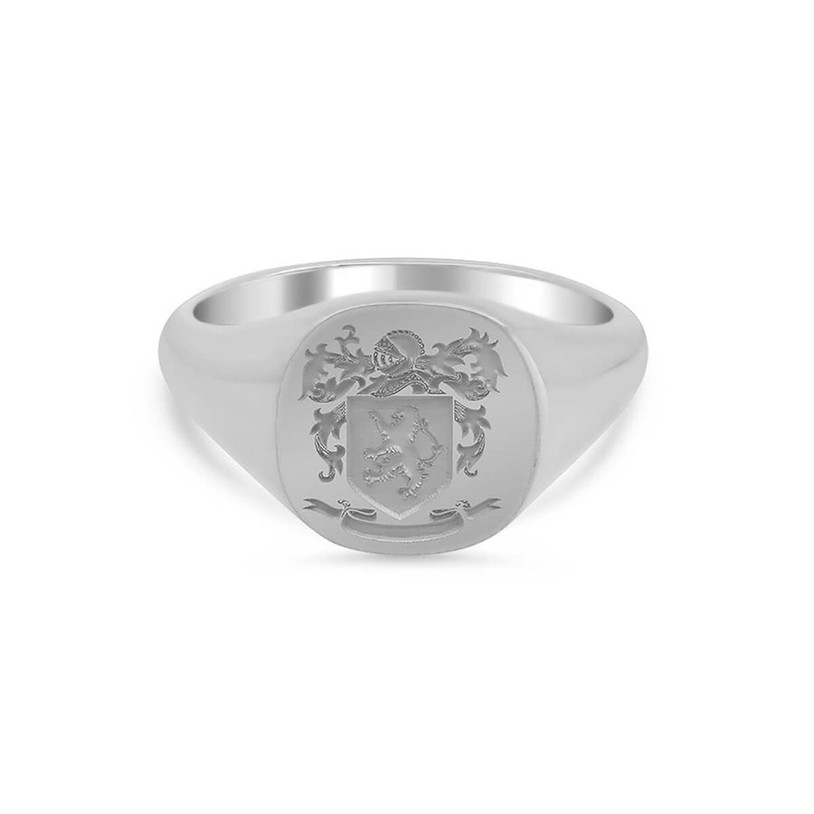 Women's Square Signet Ring - Medium - Laser Engraved Family Crest / Logo