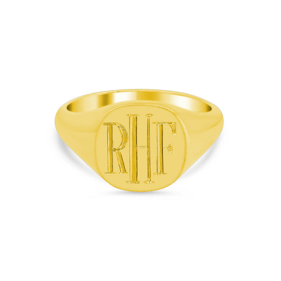 Women's Square Signet Ring - Medium - Hand Engraved Roman Monogram