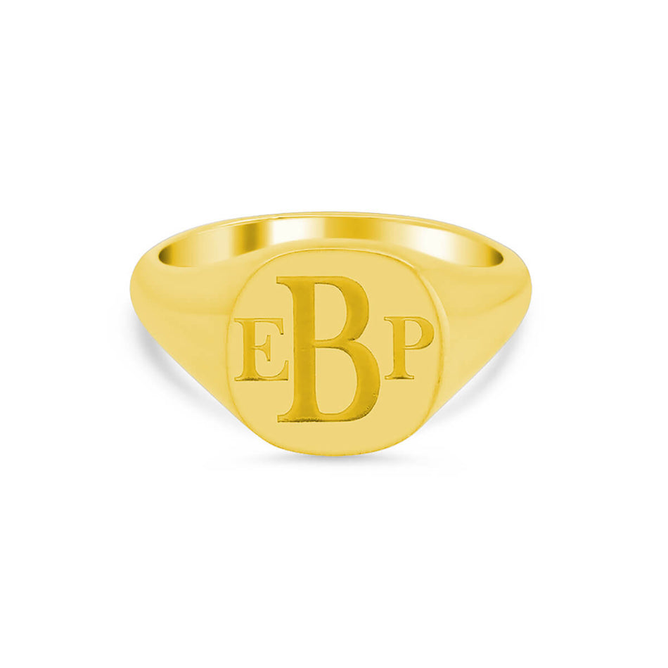 Women's Square Signet Ring - Medium - Laser Engraved Roman Monogram