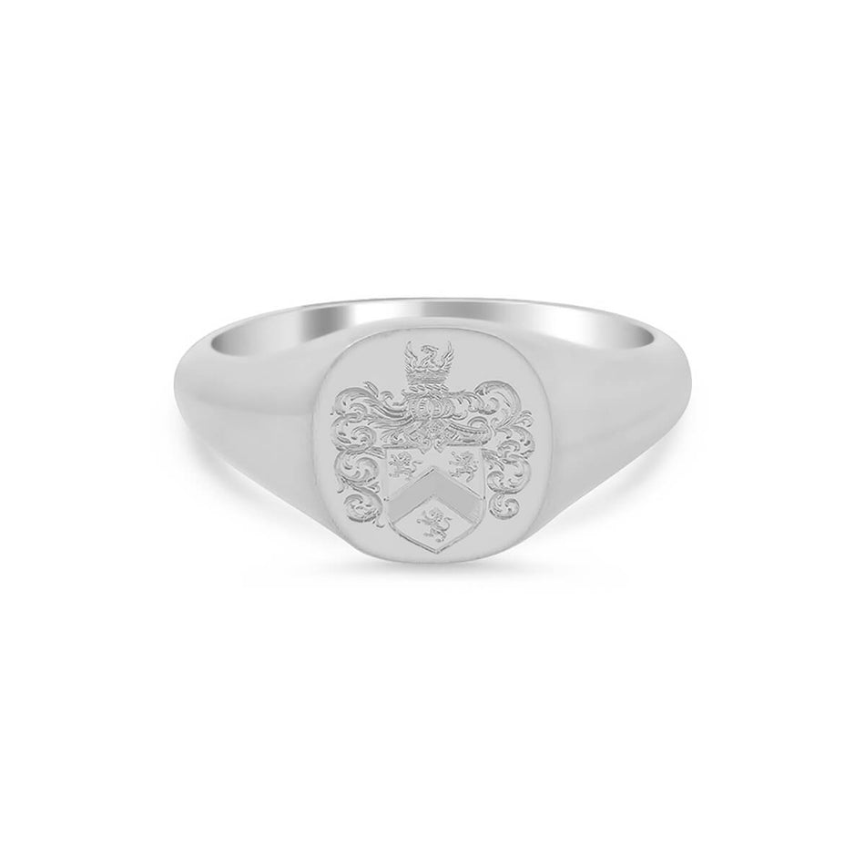 Women's Square Signet Ring - Small - Hand Engraved Family Crest / Logo