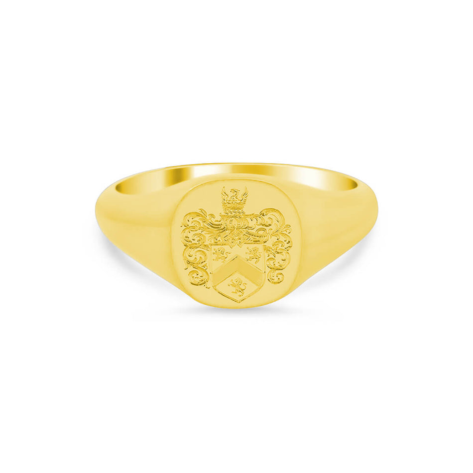 Women's Square Signet Ring - Small - Hand Engraved Family Crest / Logo