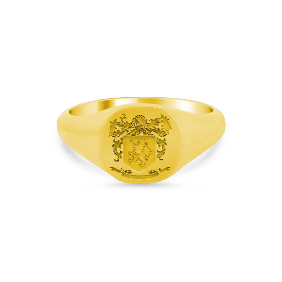 Women's Square Signet Ring - Small - Laser Engraved Family Crest / Logo