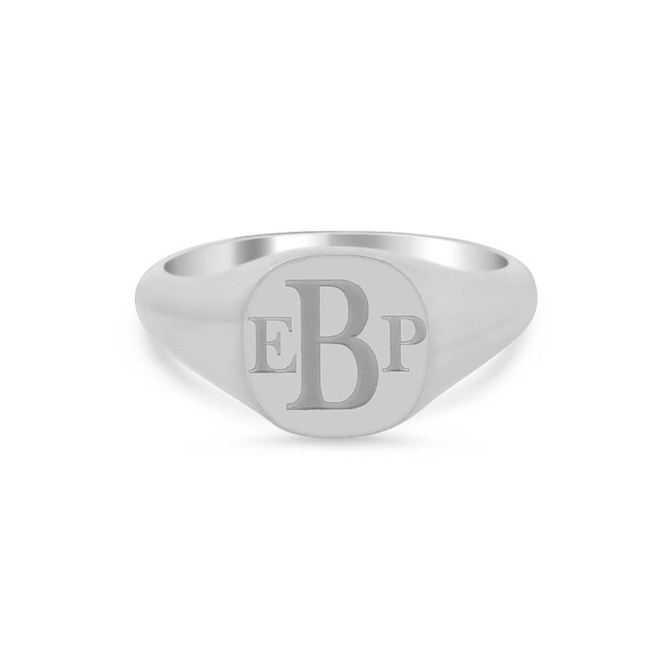 Women's Square Signet Ring - Small - Laser Engraved Roman Monogram