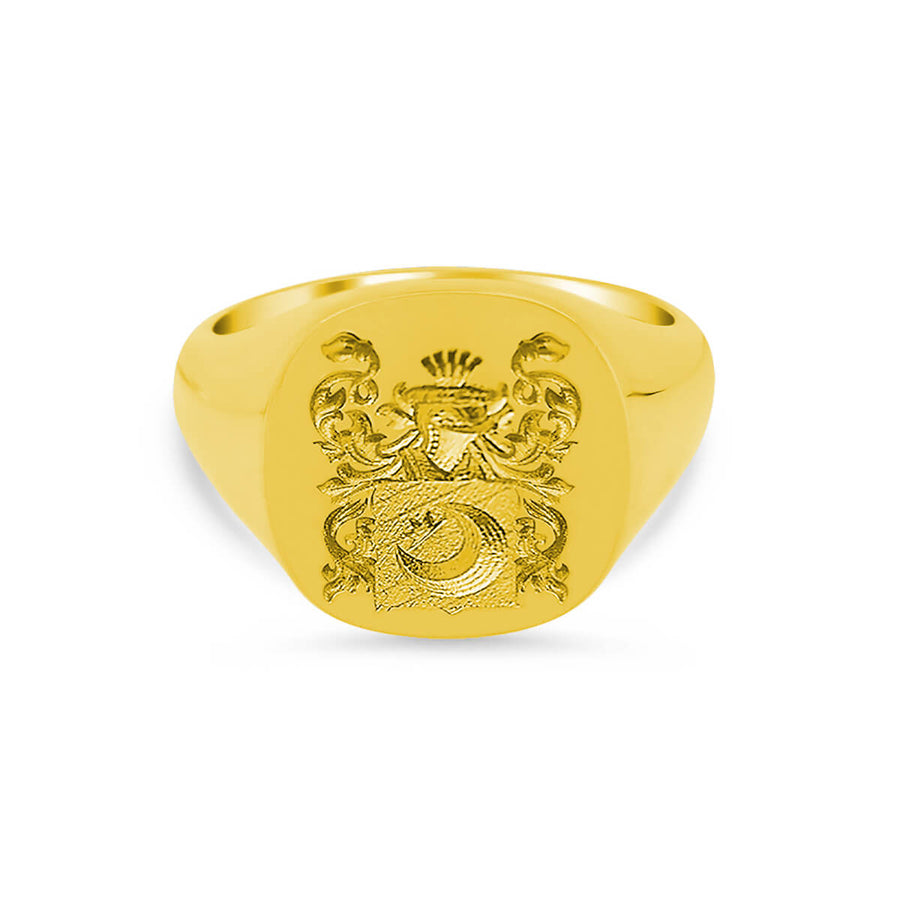 Women's Square Signet Ring - Extra Large - CAD Designed Family Crest / Logo