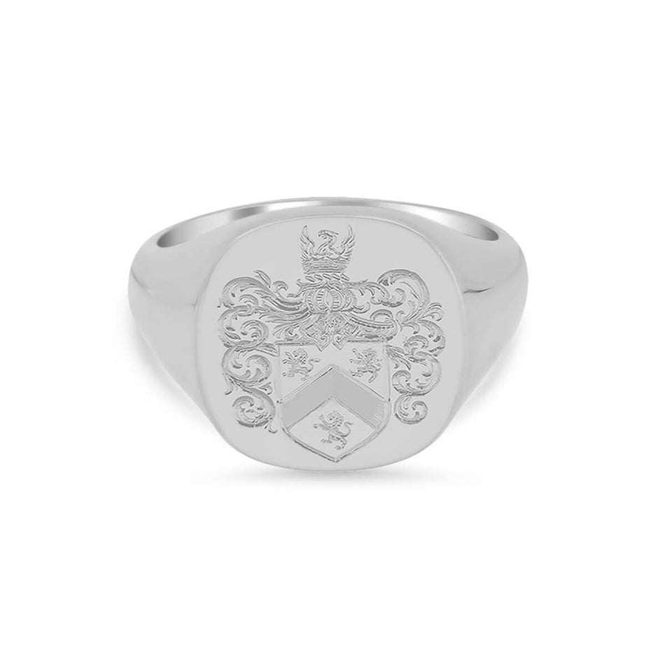 Women's Square Signet Ring - Extra Large - Hand Engraved Family Crest / Logo