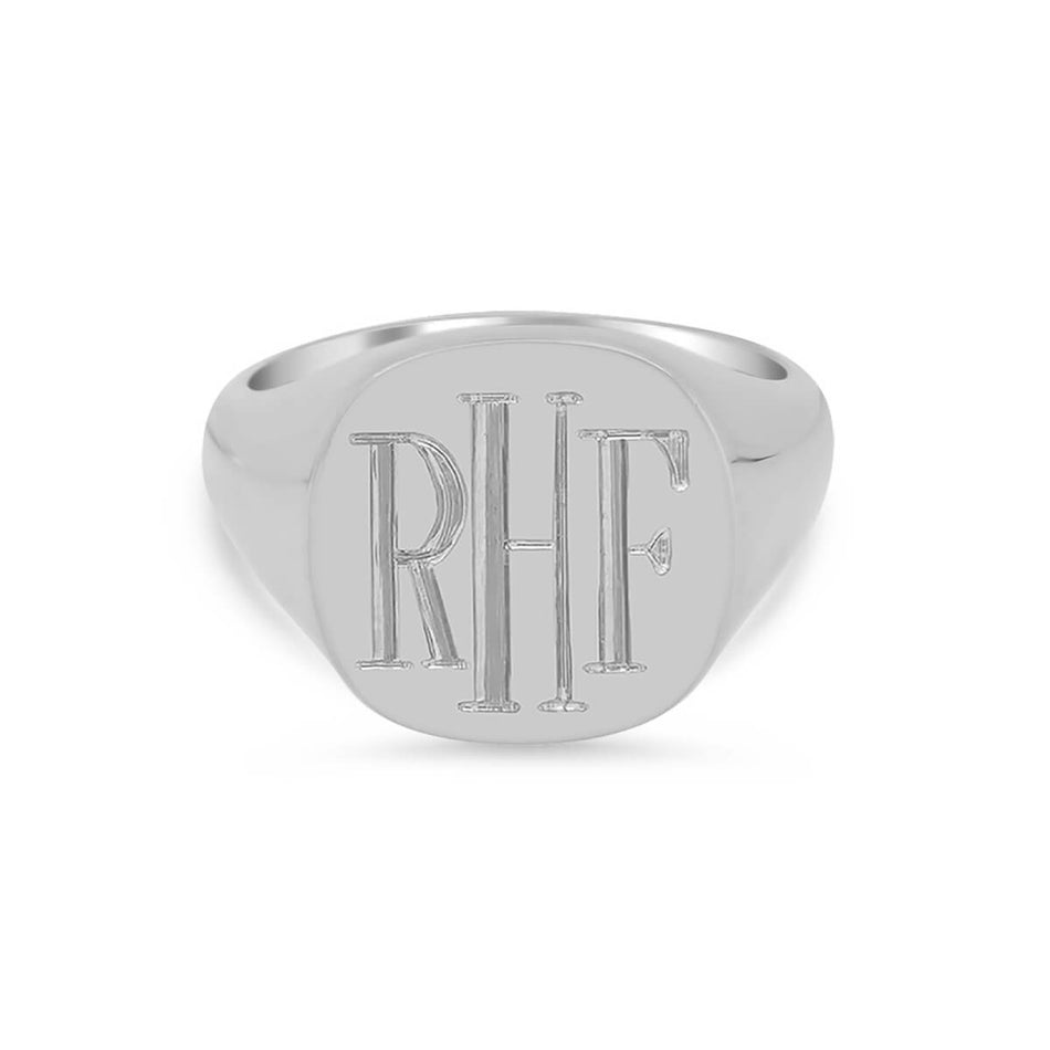 Women's Square Signet Ring - Extra Large - Hand Engraved Roman Monogram