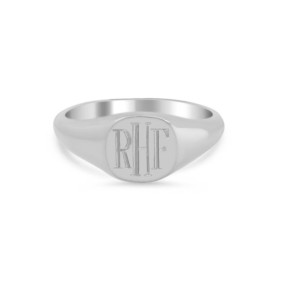 Women's Square Signet Ring - Extra Small - Hand Engraved Roman Monogram