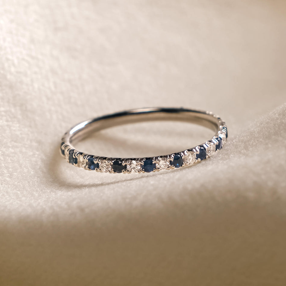 Vault #01 - Sapphire & Diamond Eternity Ring in 14k White Gold