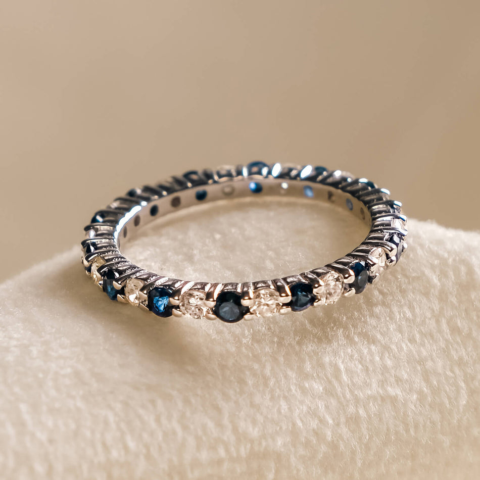 Vault #08 - 1.00cttw Sapphire and Diamond Eternity Ring in 14k White Gold